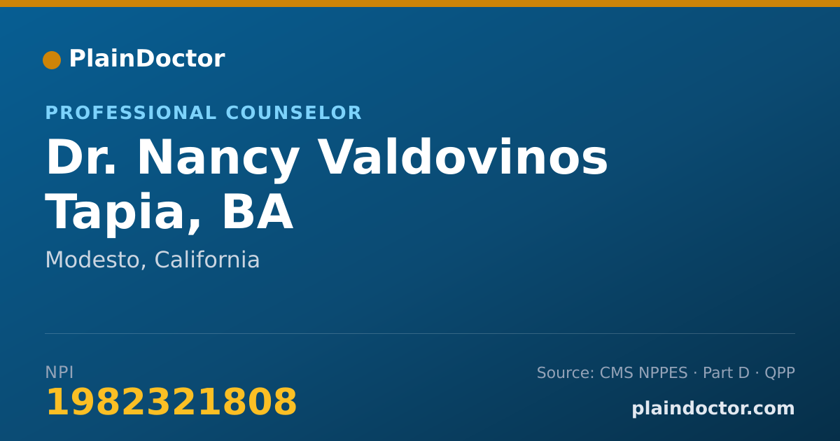 Shareable card for Nancy Valdovinos Tapia, BA - Professional Counselor, Modesto, CA