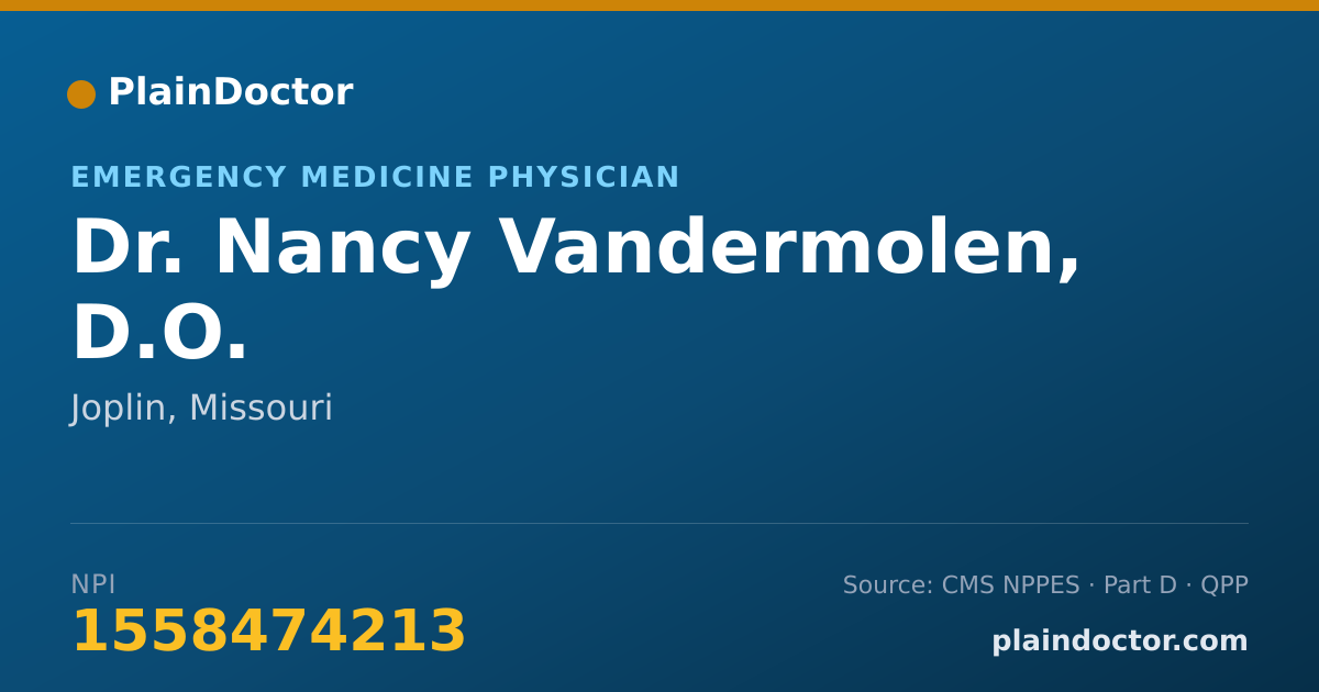 Shareable card for Nancy Vandermolen, D.O. - Emergency Medicine Physician, Joplin, MO