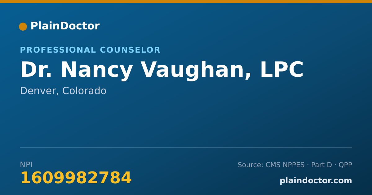 Shareable card for Nancy Vaughan, LPC - Professional Counselor, Denver, CO