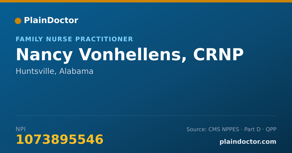 Shareable card for Nancy Vonhellens, CRNP - Family Nurse Practitioner, Huntsville, AL