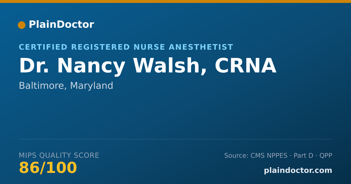 Shareable card for Nancy Walsh, CRNA - Certified Registered Nurse Anesthetist, Baltimore, MD