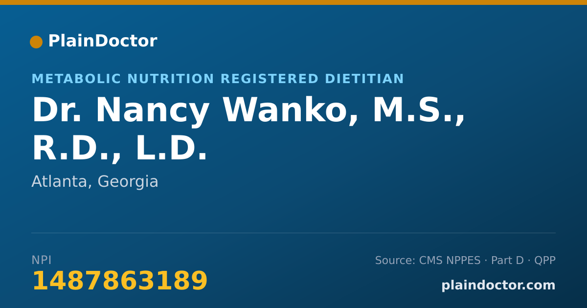 Shareable card for Nancy Wanko, M.S., R.D., L.D. - Metabolic Nutrition Registered Dietitian, Atlanta, GA
