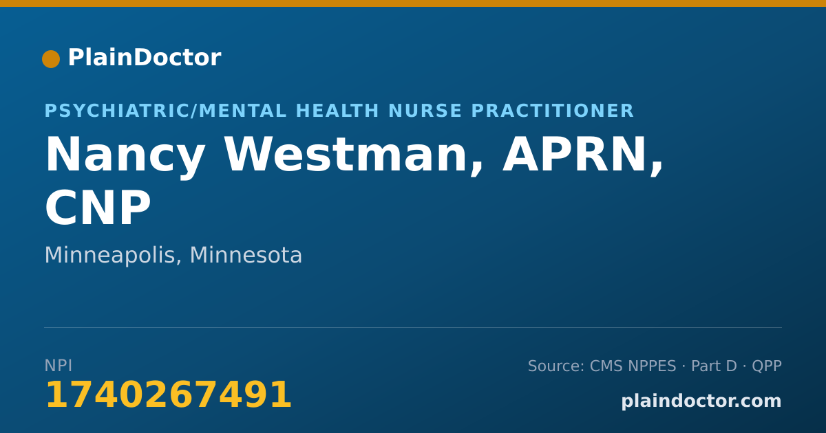 Shareable card for Nancy Westman, APRN, CNP - Psychiatric/Mental Health Registered Nurse, Minneapolis, MN