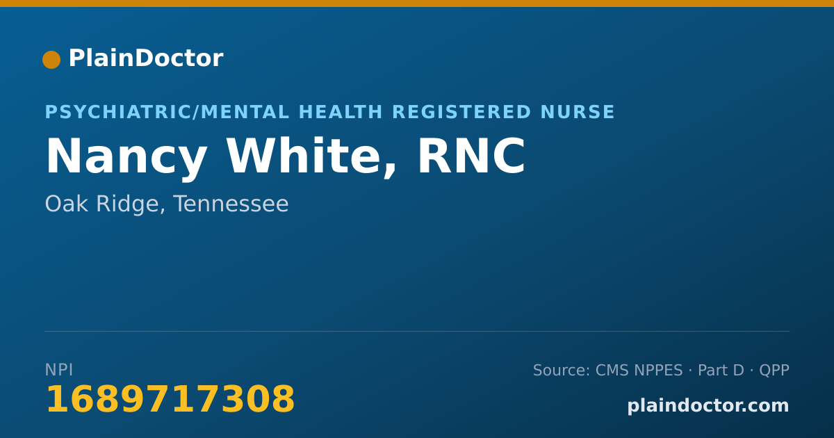 Shareable card for Nancy White, RNC - Psychiatric/Mental Health Registered Nurse, Oak Ridge, TN