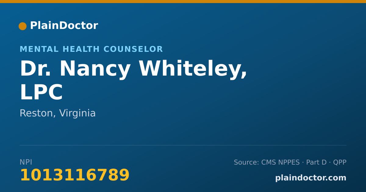 Shareable card for Nancy Whiteley, LPC - Mental Health Counselor, Reston, VA