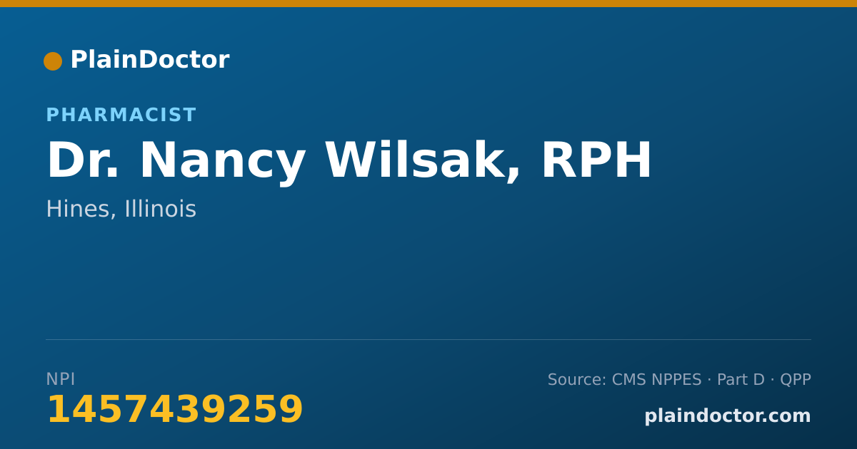 Shareable card for Nancy Wilsak, RPH - Pharmacist, Hines, IL