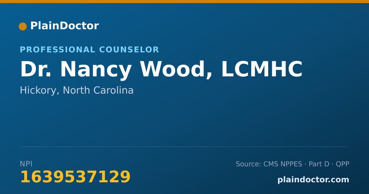 Shareable card for Nancy Wood, LCMHC - Professional Counselor, Hickory, NC