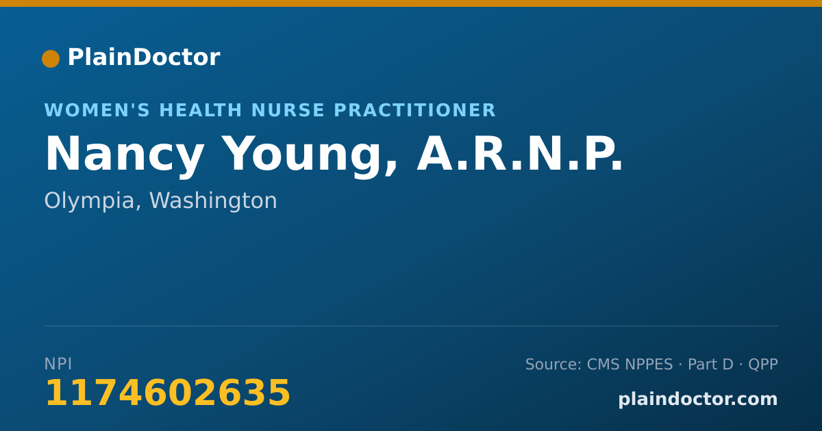 Shareable card for Nancy Young, A.R.N.P. - Women's Health Nurse Practitioner, Olympia, WA