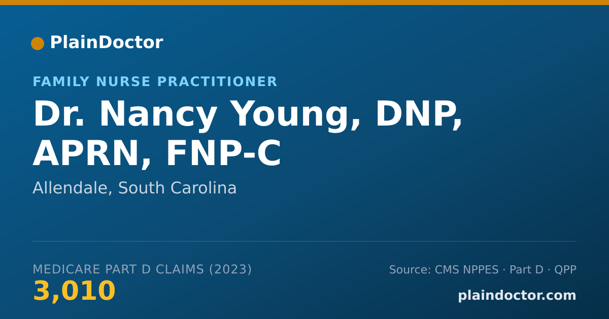 Shareable card for Nancy Young, DNP, APRN, FNP-C - Family Nurse Practitioner, Allendale, SC