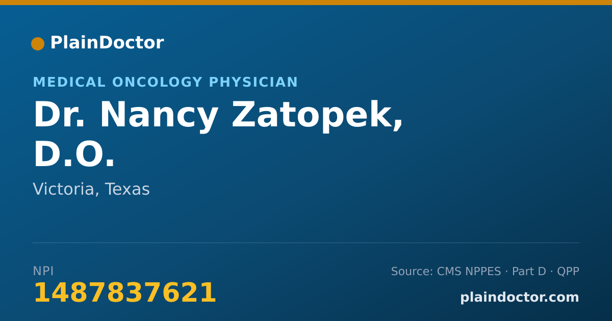 Shareable card for Nancy Zatopek, D.O. - Medical Oncology Physician, Victoria, TX