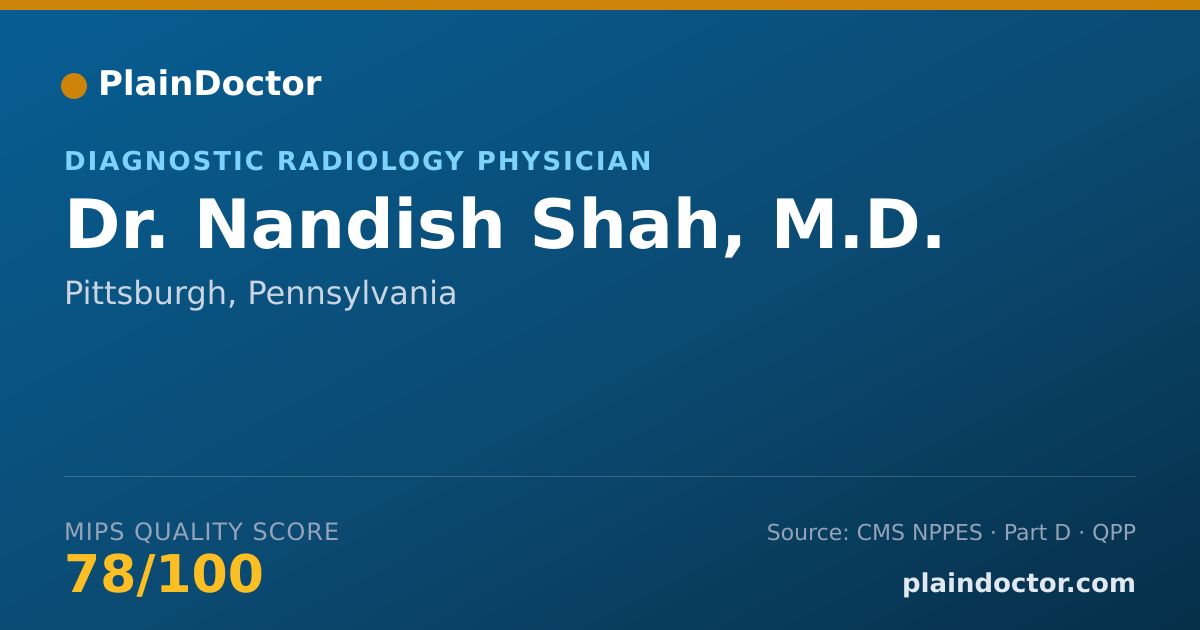 Shareable card for Nandish Shah, M.D. - Diagnostic Radiology Physician, Pittsburgh, PA