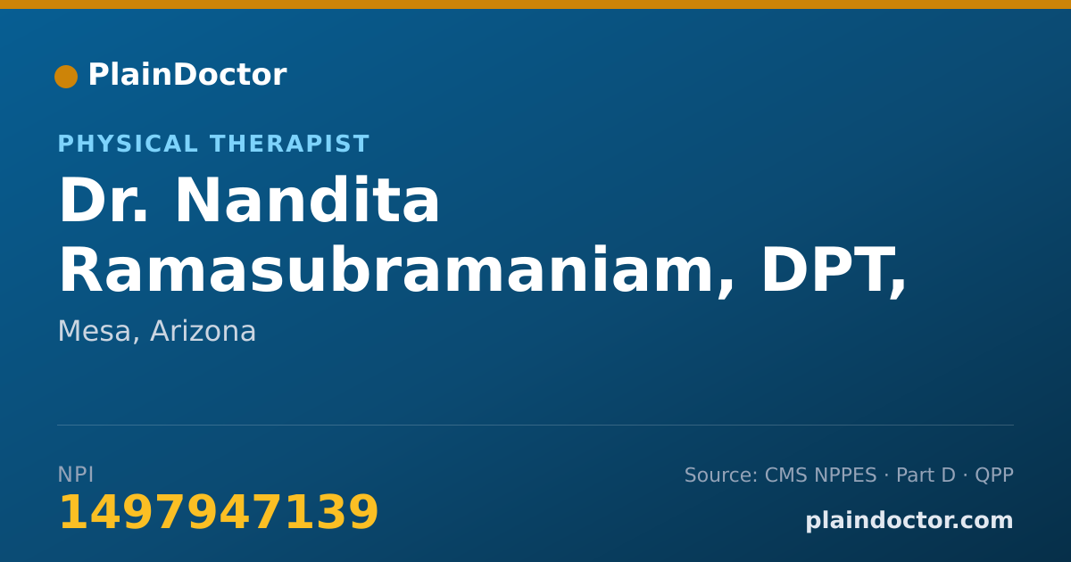 Shareable card for Nandita Ramasubramaniam, DPT, MHS - Physical Therapist, Mesa, AZ