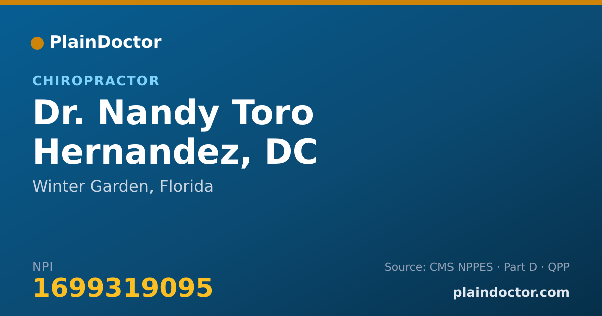 Shareable card for Nandy Toro Hernandez, DC - Chiropractor, Winter Garden, FL