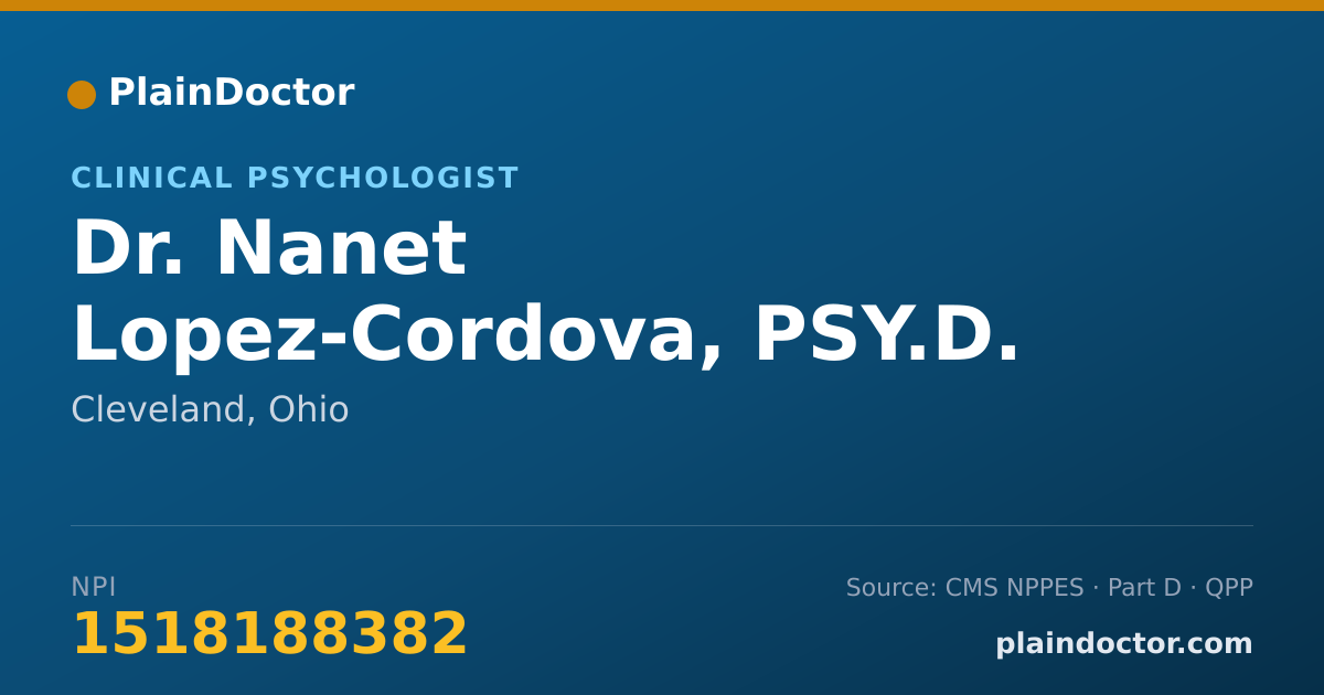 Shareable card for Nanet Lopez-Cordova, PSY.D. - Clinical Psychologist, Cleveland, OH