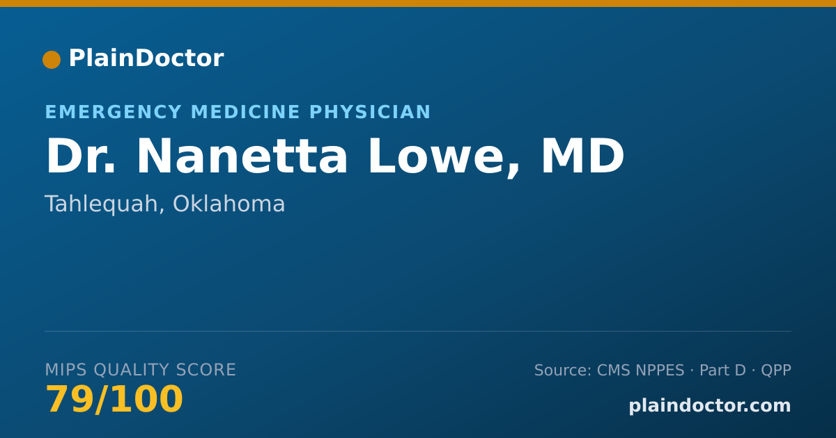Shareable card for Nanetta Lowe, MD - Emergency Medicine Physician, Tahlequah, OK