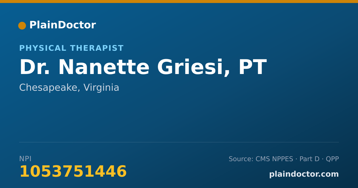 Shareable card for Nanette Griesi, PT - Physical Therapist, Chesapeake, VA