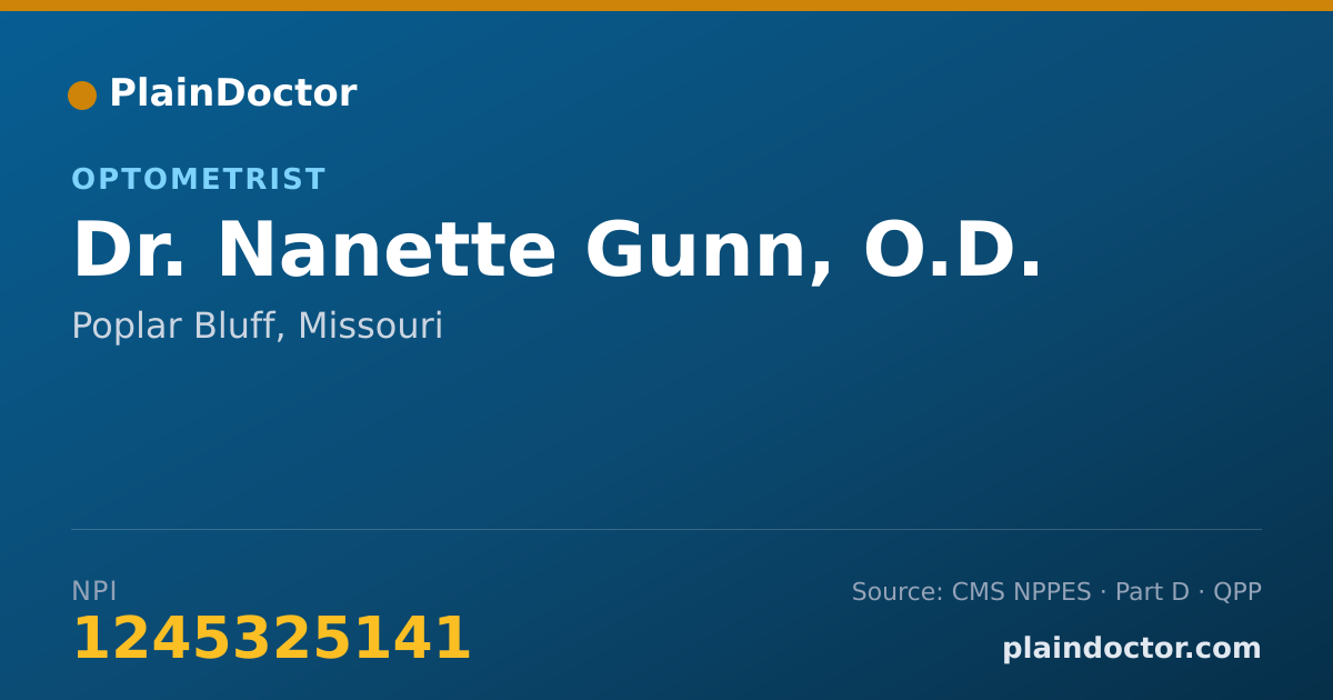 Shareable card for Nanette Gunn, O.D. - Optometrist, Poplar Bluff, MO