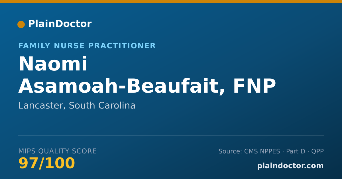 Shareable card for Naomi Asamoah-Beaufait, FNP - Family Nurse Practitioner, Lancaster, SC