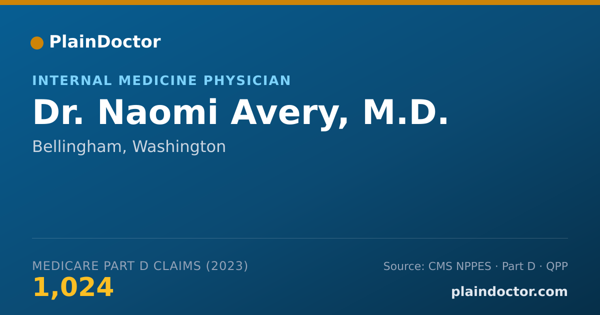 Shareable card for Naomi Avery, M.D. - Internal Medicine Physician, Bellingham, WA