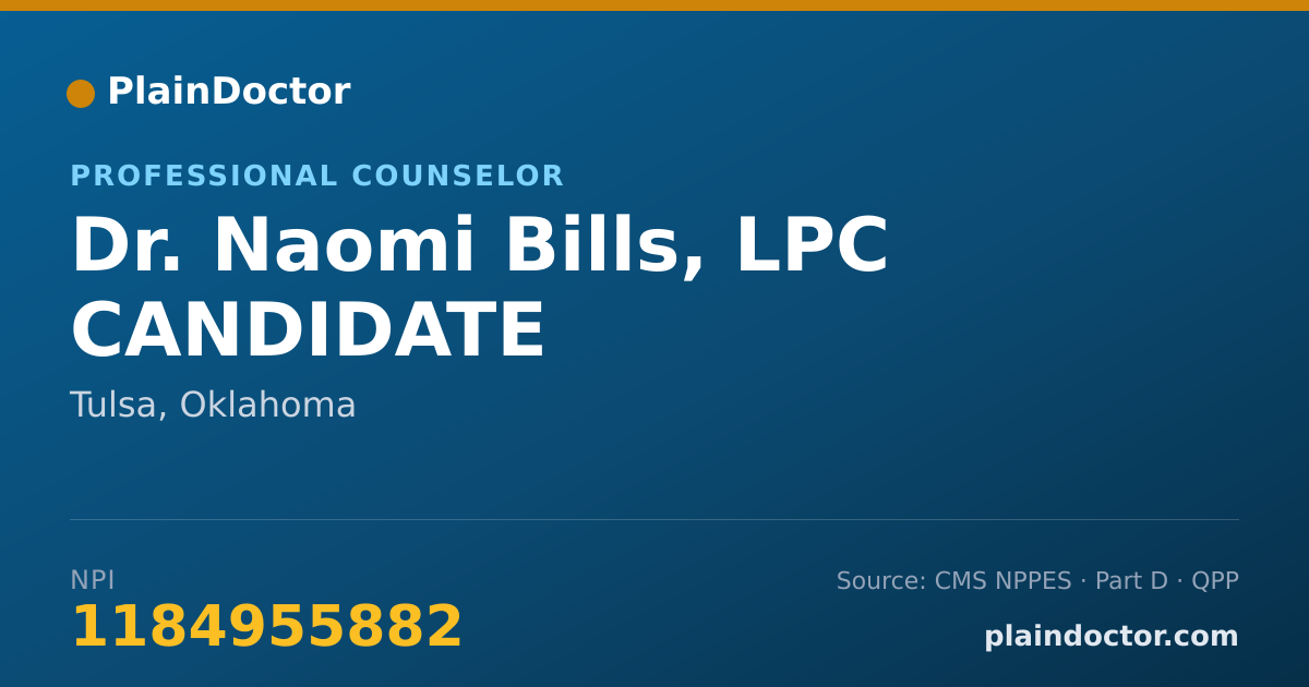 Shareable card for Naomi Bills, LPC CANDIDATE - Professional Counselor, Tulsa, OK