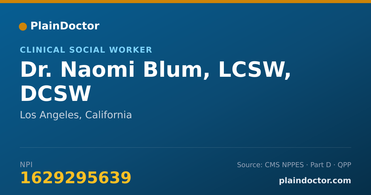 Shareable card for Naomi Blum, LCSW, DCSW - Clinical Social Worker, Los Angeles, CA