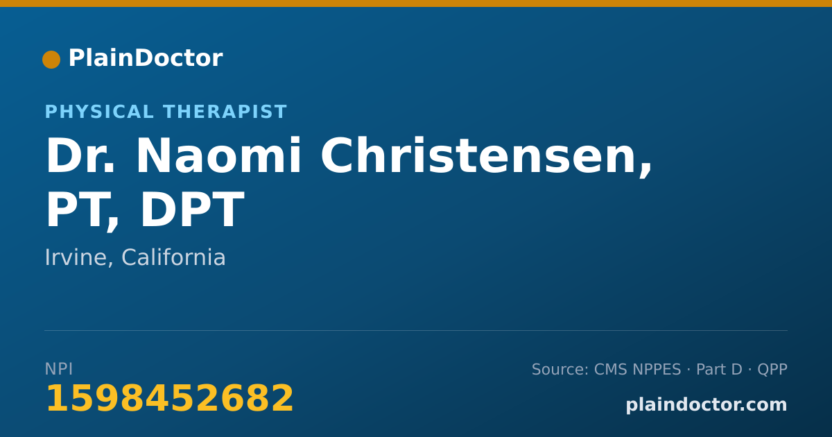 Shareable card for Naomi Christensen, PT, DPT - Physical Therapist, Irvine, CA