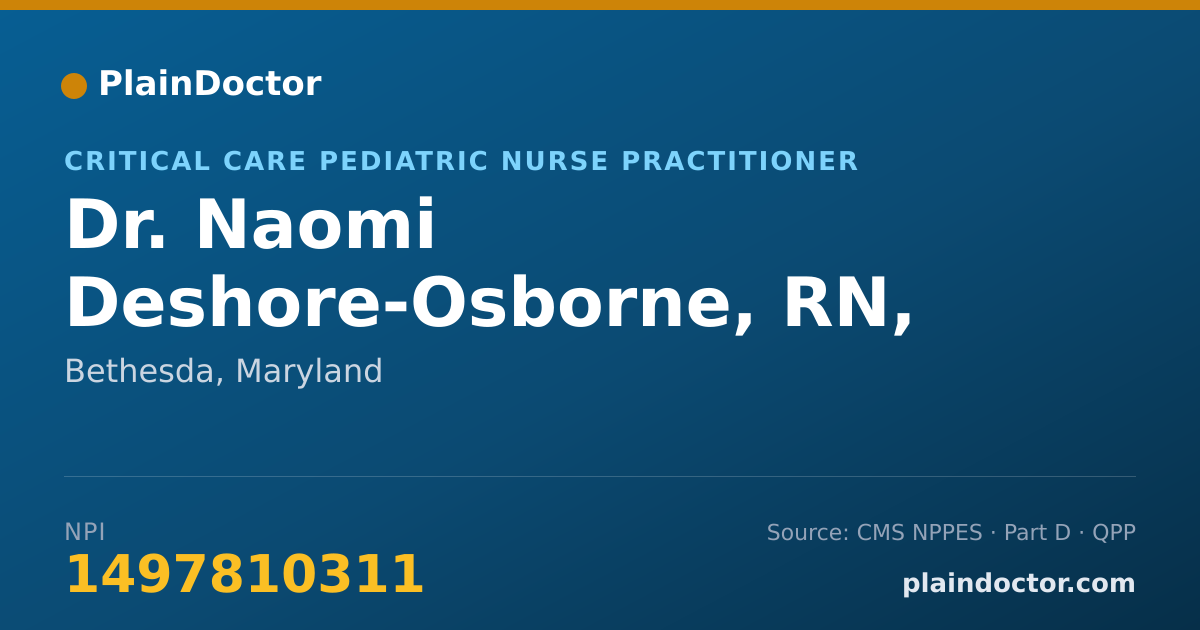 Shareable card for Naomi Deshore-Osborne, RN, CRNP - Critical Care Pediatric Nurse Practitioner, Bethesda, MD