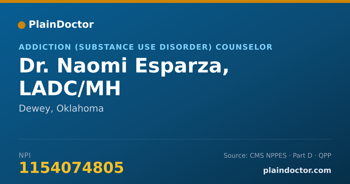 Shareable card for Naomi Esparza, LADC/MH - Addiction (Substance Use Disorder) Counselor, Dewey, OK