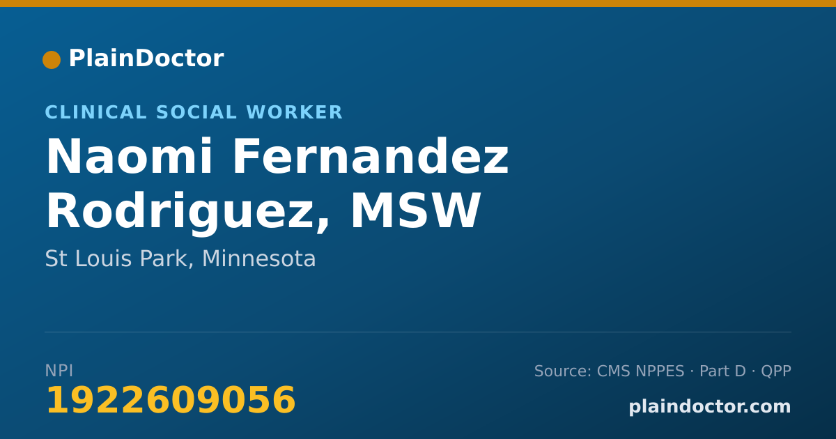 Shareable card for Naomi Fernandez Rodriguez, MSW - Clinical Social Worker, St Louis Park, MN