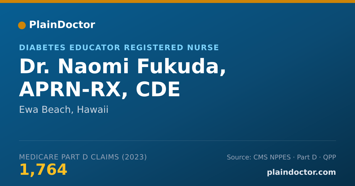 Shareable card for Naomi Fukuda, APRN-RX, CDE - Diabetes Educator Registered Nurse, Ewa Beach, HI