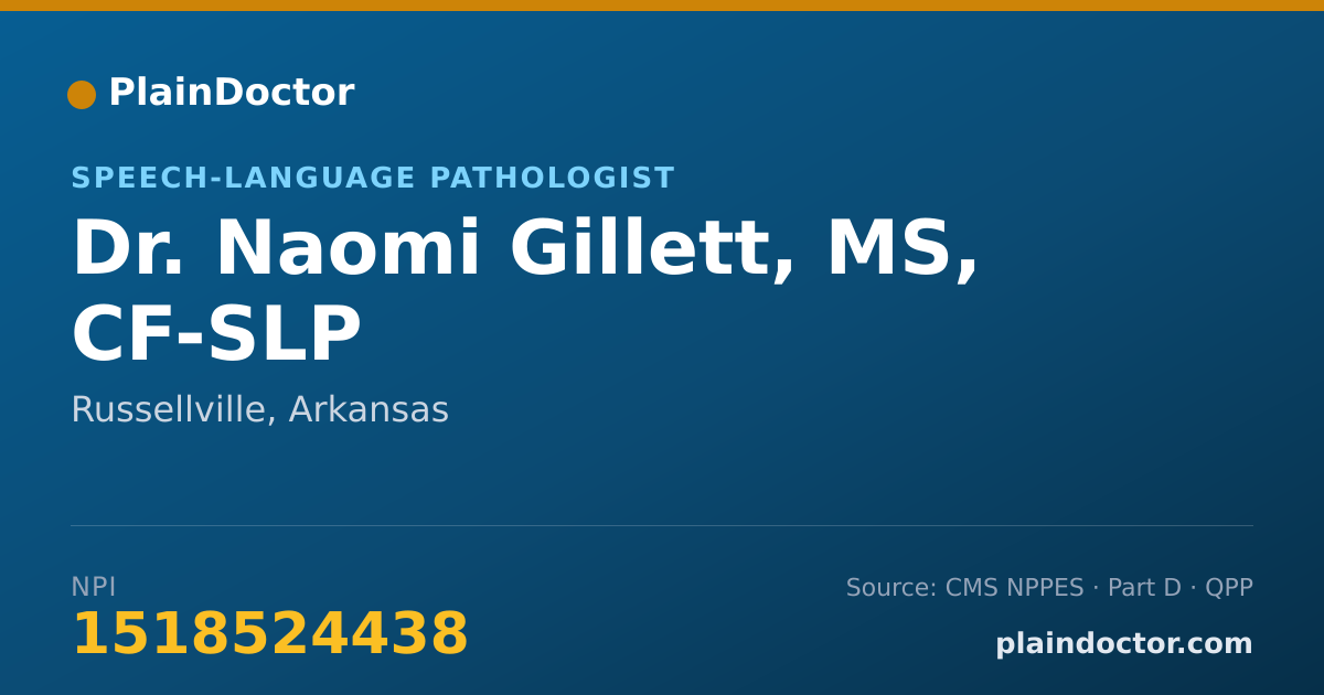 Shareable card for Naomi Gillett, MS, CF-SLP - Speech-Language Pathologist, Russellville, AR