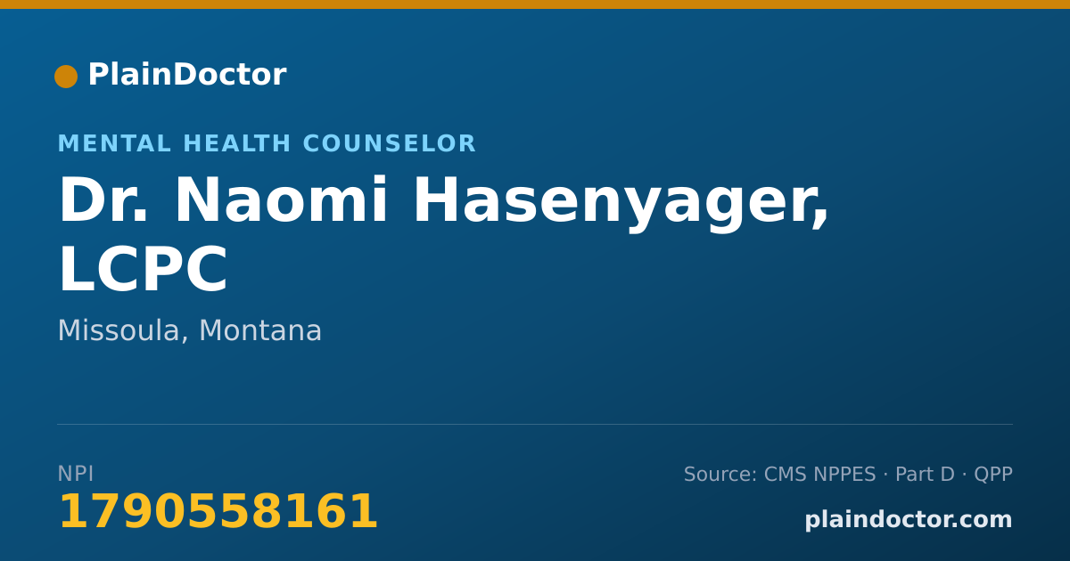 Shareable card for Naomi Hasenyager, LCPC - Mental Health Counselor, Missoula, MT