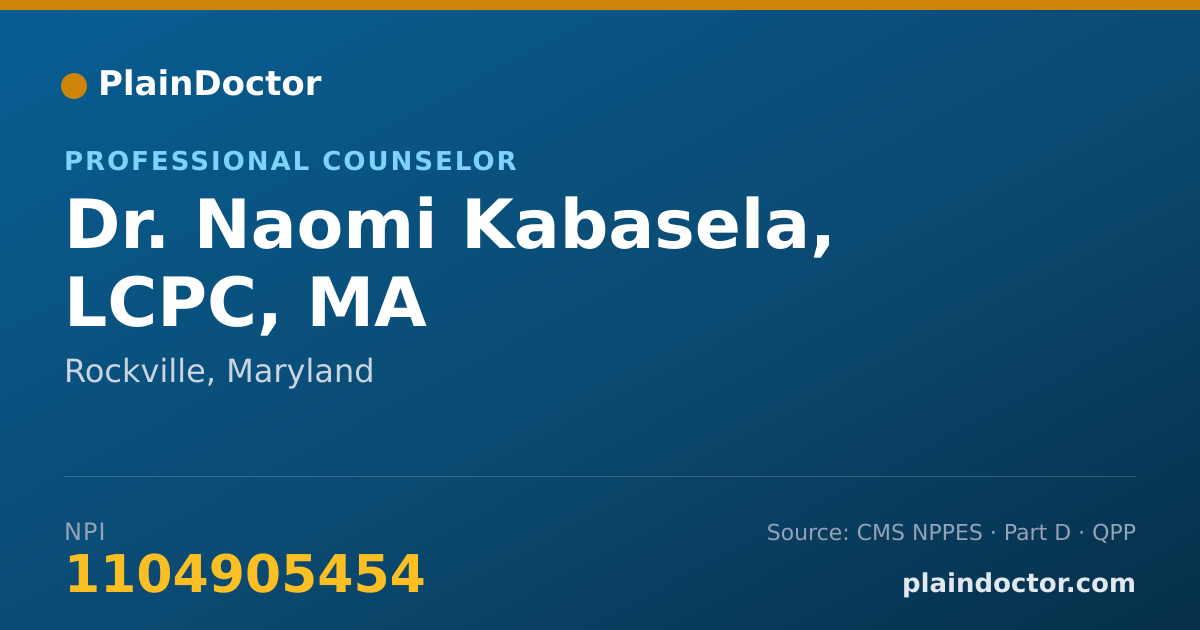 Shareable card for Naomi Kabasela, LCPC, MA - Professional Counselor, Rockville, MD