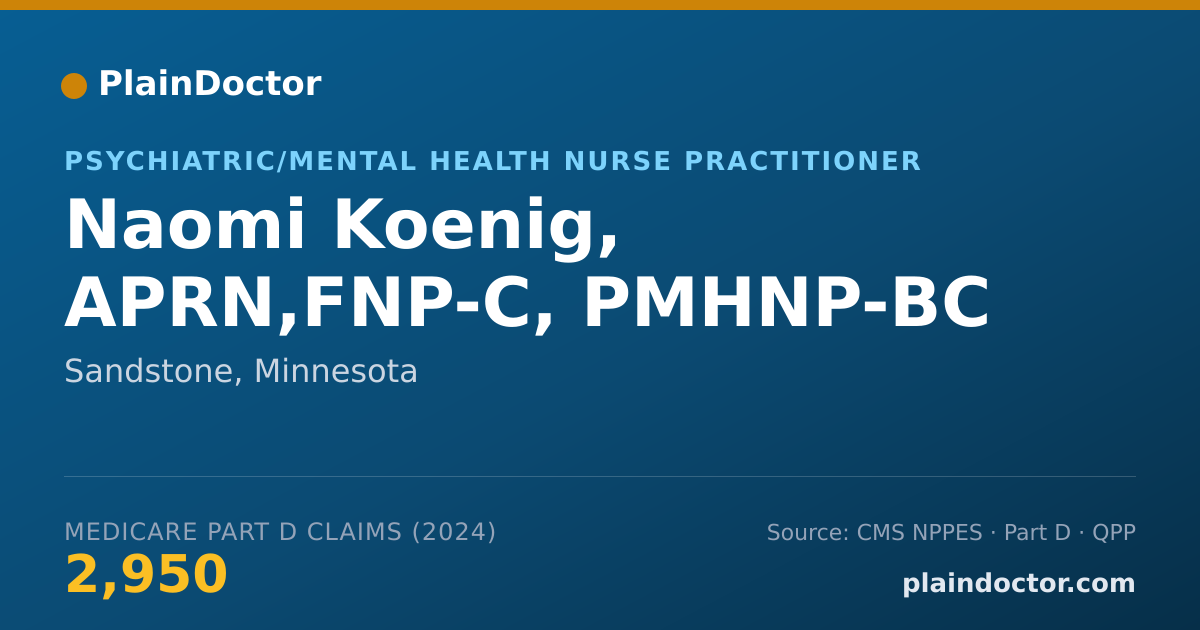 Shareable card for Naomi Koenig, APRN,FNP-C, PMHNP-BC - Psychiatric/Mental Health Nurse Practitioner, Sandstone, MN