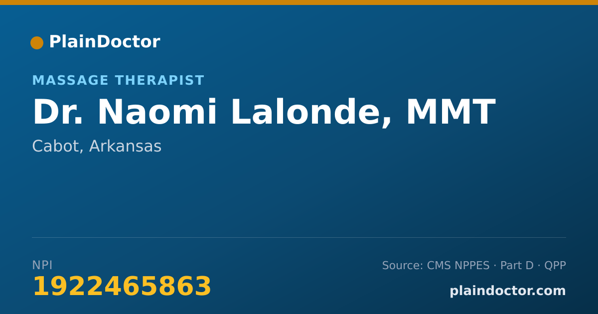 Shareable card for Naomi Lalonde, MMT - Massage Therapist, Cabot, AR