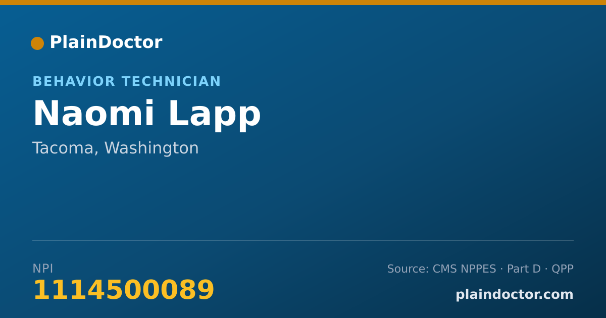Shareable card for Naomi Lapp - Behavior Technician, Tacoma, WA