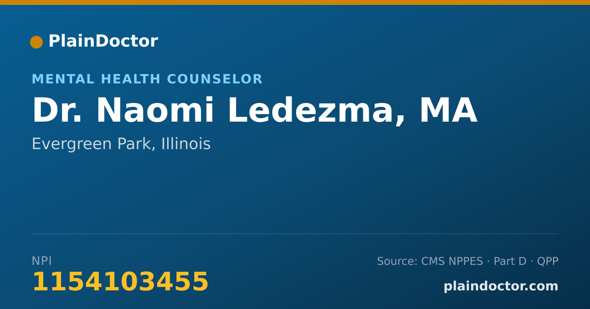 Shareable card for Naomi Ledezma, MA - Mental Health Counselor, Evergreen Park, IL