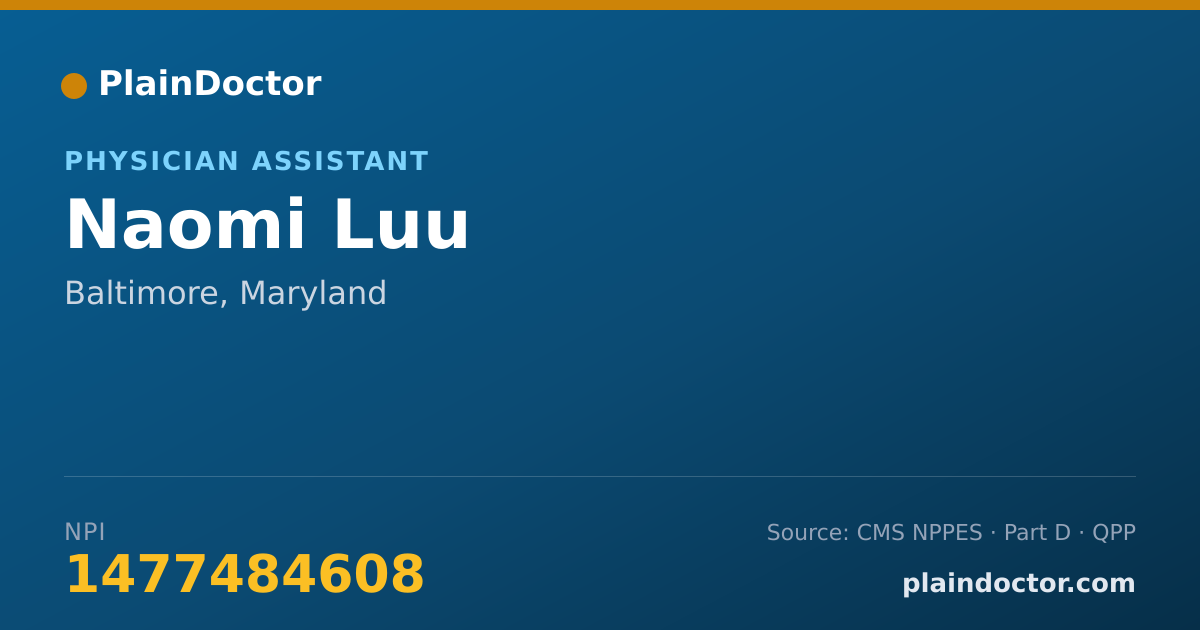 Shareable card for Naomi Luu - Physician Assistant, Baltimore, MD