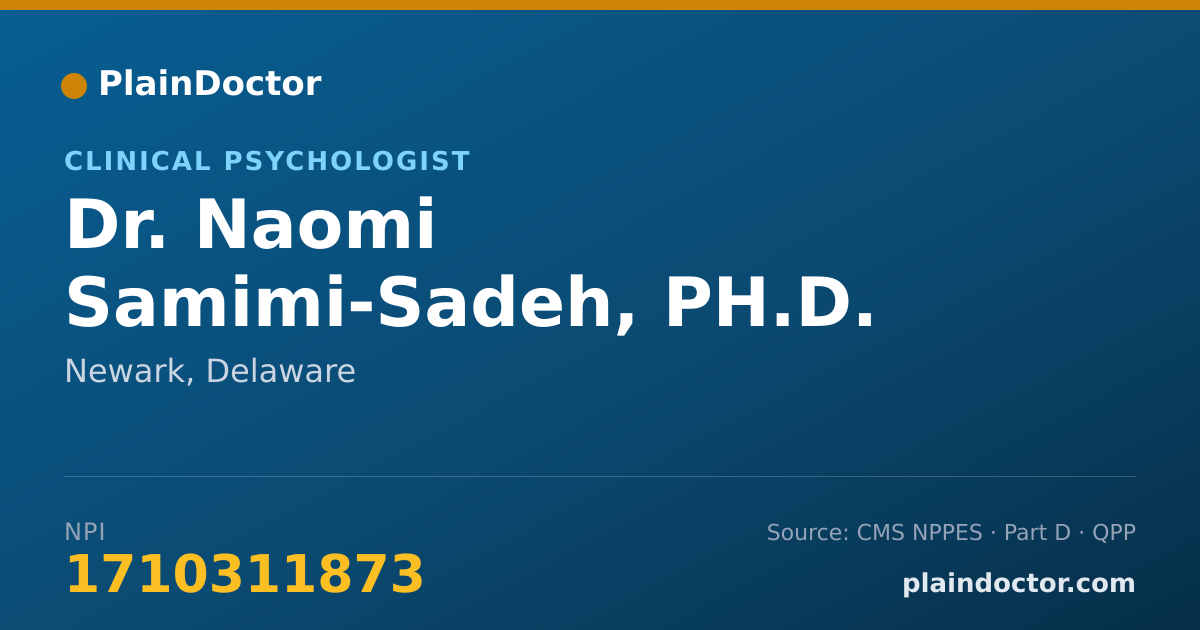 Shareable card for Naomi Samimi-Sadeh, PH.D. - Clinical Psychologist, Newark, DE