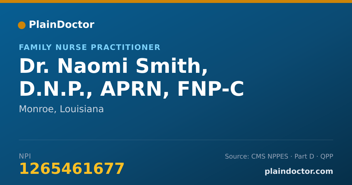 Shareable card for Naomi Smith, D.N.P., APRN, FNP-C - Family Nurse Practitioner, Monroe, LA