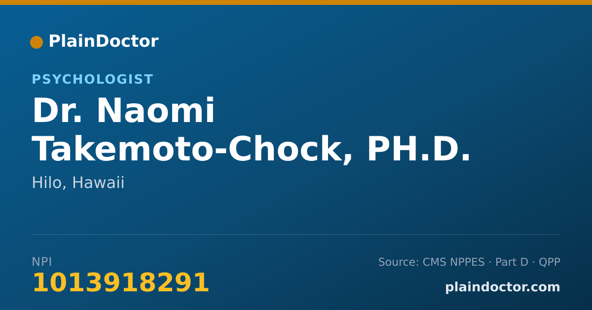 Shareable card for Naomi Takemoto-Chock, PH.D. - Psychologist, Hilo, HI
