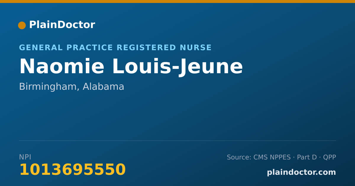 Shareable card for Naomie Louis-Jeune - General Practice Registered Nurse, Birmingham, AL