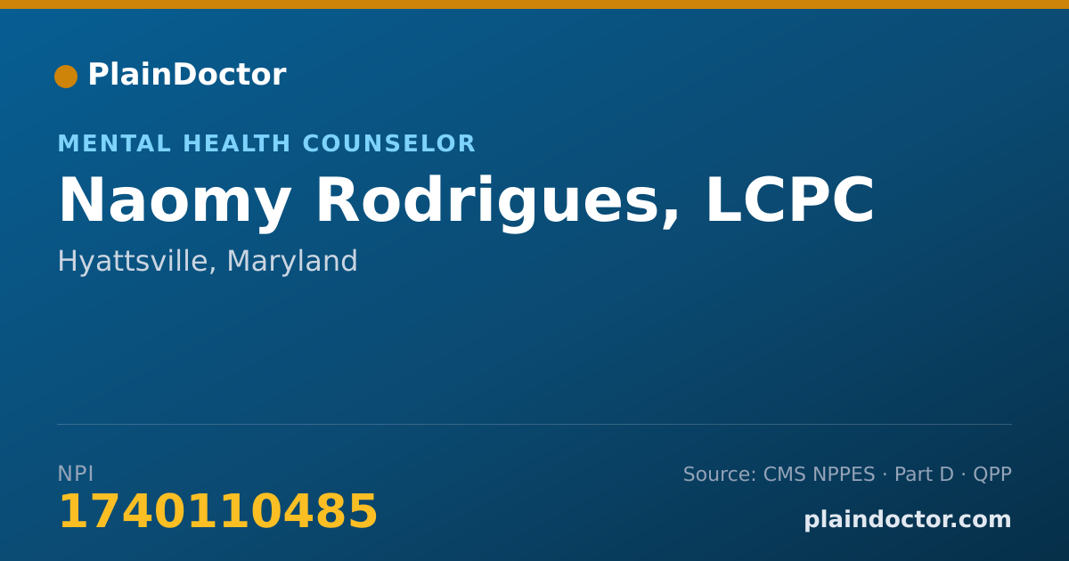 Shareable card for Naomy Rodrigues, LCPC - Mental Health Counselor, Hyattsville, MD