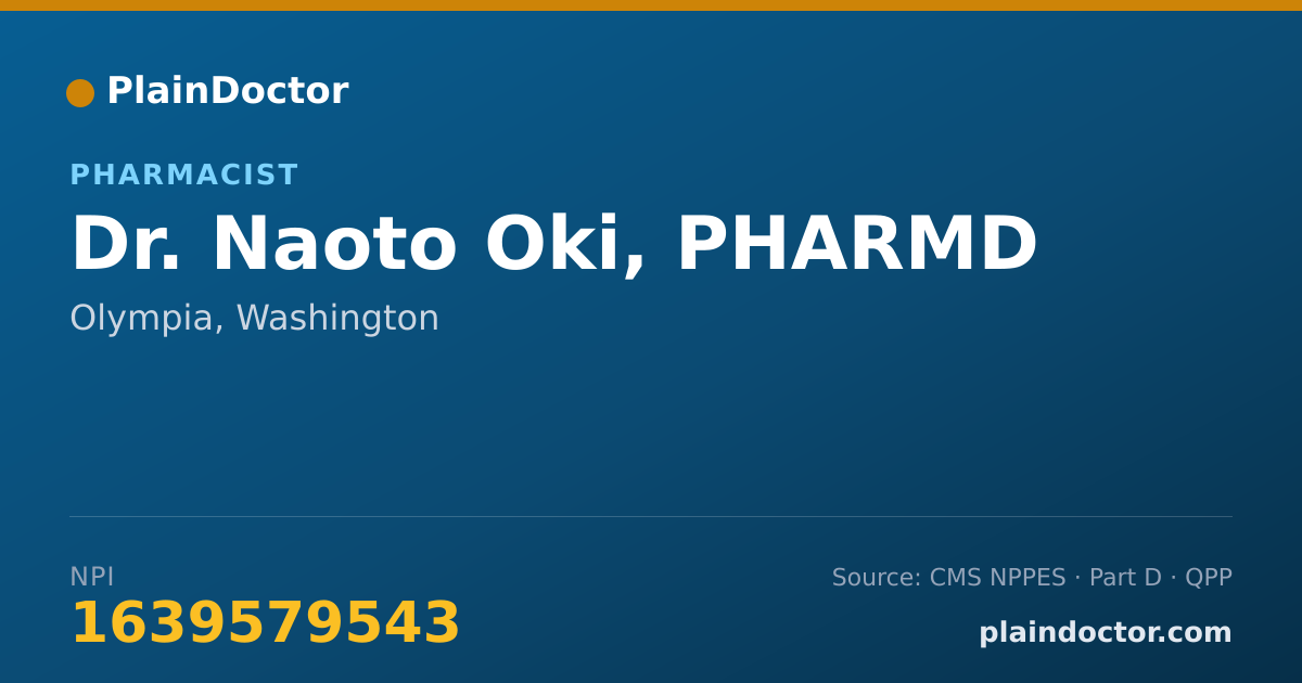 Shareable card for Naoto Oki, PHARMD - Pharmacist, Olympia, WA
