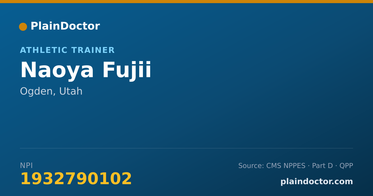 Shareable card for Naoya Fujii - Athletic Trainer, Ogden, UT