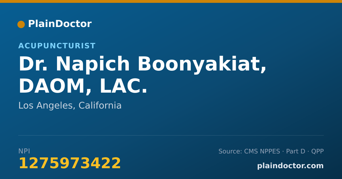 Shareable card for Napich Boonyakiat, DAOM, LAC. - Acupuncturist, Los Angeles, CA