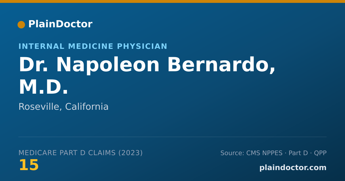 Shareable card for Napoleon Bernardo, M.D. - Internal Medicine Physician, Roseville, CA