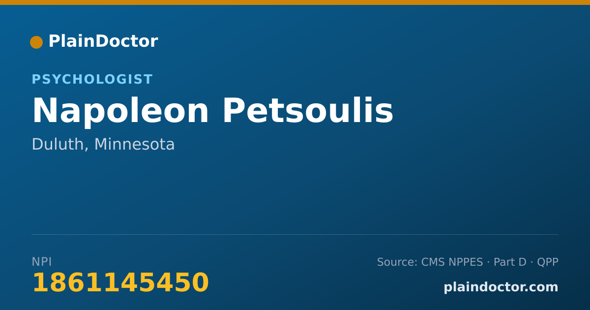 Shareable card for Napoleon Petsoulis - Psychologist, Duluth, MN