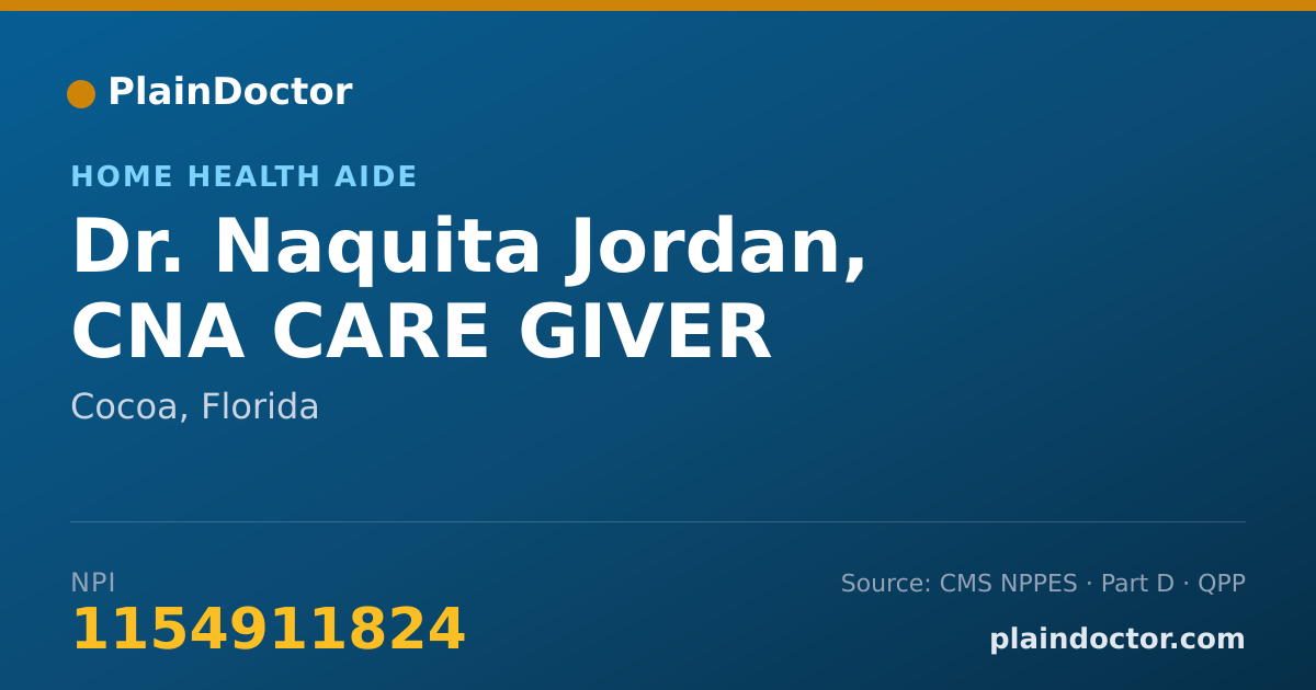 Shareable card for Naquita Jordan, CNA CARE GIVER - Home Health Aide, Cocoa, FL