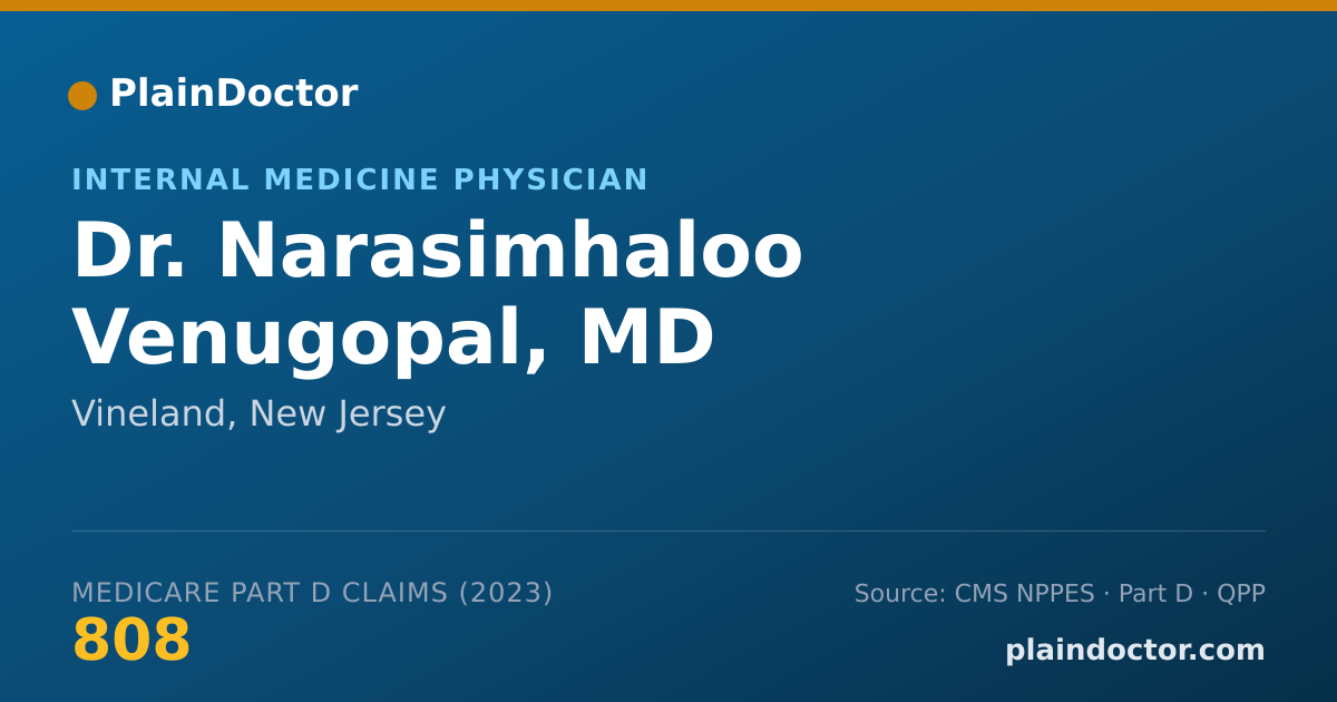 Shareable card for Narasimhaloo Venugopal, MD - Internal Medicine Physician, Vineland, NJ